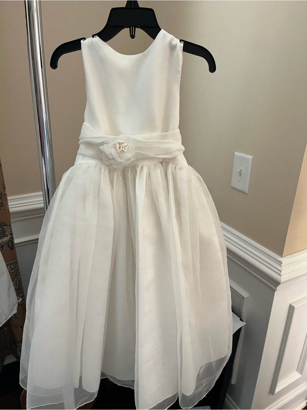 Ivory Floral Sash Girls' Formal Dress